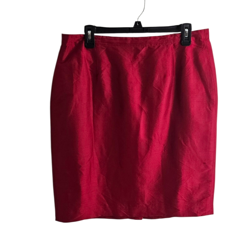 Judith Hart Red Skirt Size 14 Womens Red 100% Silk Lined Polyester